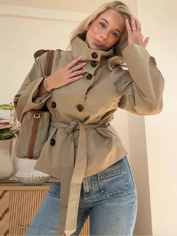 Belted Waist Cropped Trench