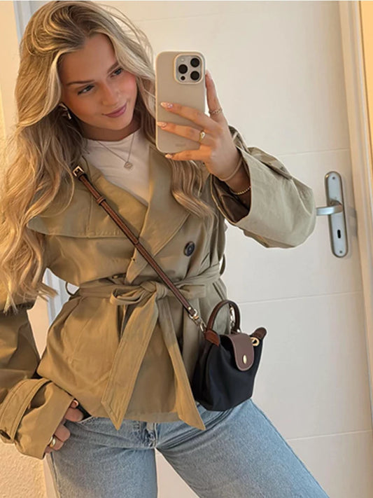 Belted Waist Cropped Trench