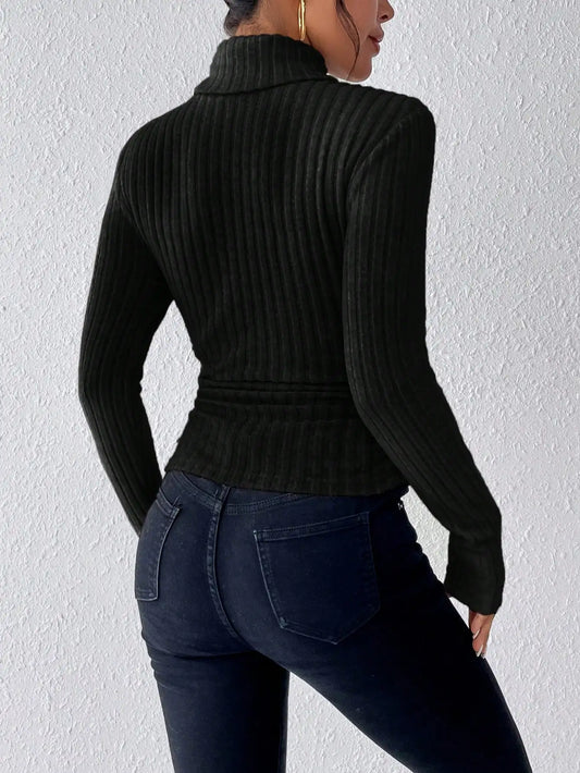 Elegant Solid Knitted Turtleneck – Effortless Style for Every Occasion