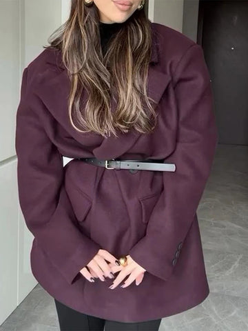 Elegant Burgundy Blazer Coat